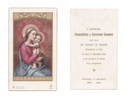 Mosnigo, 50° Anno Di Nozze Di Margherita E Giovanni Gambin, 1956, Vierge à L'Enfant, éd. F. B. P. 29 - Andachtsbilder