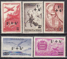 MONACO  297-301, Postfrisch **/*, Flugpostmarken, 1945 - Nuevos