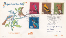 BRD,1963, Beförderter Schmuck-FDC  Mit Nr. 401-404 "Jugend: Einheimische Vögel" Vollständig - Briefe U. Dokumente