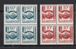 2 Blocs  De 4 Timbres Saar Sarre   Mi :DE-SL 239    &  Mi :DE-SL 240   Saarpost  1948  Tirage 2 140 000 &  1 970 000 - Unused Stamps