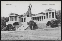 Germany.   München. Bavaria Mit Ruhmeshalle. Munich. Bavaria Statue And Hall Of Fame At Theresienwiese. Illustrated View - München