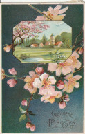 AK Fröhliche Pfingsten - Landschaft Blüten - Reliefdruck - Bahnpost Rheine - 1914  (69156) - Pinksteren