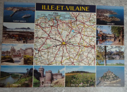 35 Ille Et Vilaine CPM Carte Géographique Saint Malo Cancale Redon Combourg Dinard Rennes ..... - Altri & Non Classificati