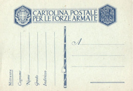 CARTOLINA POSTALE PER LE FORZE ARMATE - Portofreiheit