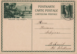 1929  Ganzsache Postkarte, ⵙ Zum:122-001, Wertstempel "Mater Fluviorum" ASCONA, Lago Maggiore, - Ganzsachen