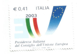 (REPUBBLICA ITALIANA) 2003, PRESIDENZA ITALIANA DEL CONSIGLIO DELL'UNIONE EUROPEA - Serie Di 1 Francobollo Usato - 2001-10: Afgestempeld