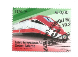 (REPUBBLICA ITALIANA) 2010, ALTA VELOCITÀ TORINO-SALERNO - Serie Di 1 Francobollo Usato, Timbro Giorno Di Emissione - 2001-10: Gebraucht