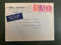 LETTRE Pierre HUGONNET Par Avion Pour ALGERIE TP PETAIN 1F50 + MERCURE 70c + 30c OBL.MEC.21 FEVR 42 MAZAMET TARN (81) - 1921-1960: Moderne