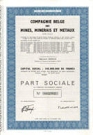 Titre De 1969 - COMPAGNIE BELGE DES MINES MINERAIS ET METAUX - N° 012.762 - EF - Bergbau