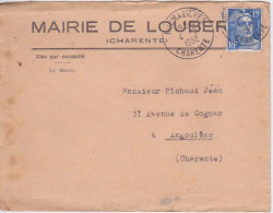 ENVELOPPE DE LAMAIRIE DE LOUBERT 16 CHARENTE  + CACHET ROUMAZIERE- CLOS PAR NECESSITE - 1921-1960: Moderne