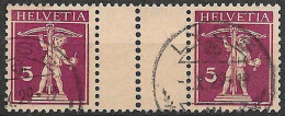 Schweiz Suisse 1927: Zwischensteg 5+5 Pont Gutter-pair Zu S36 Mi WZ24C S36 Mit Voll-⊙ LYSS 8.X.29 (Zu CHF 80.00) - Zusammendrucke