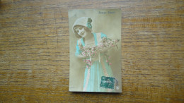 Ancienne Carte , Silhouette Ou Portrait D'une Jeune Fille - Silhouetkaarten