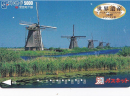 Japan Prepaid SF Metro Card 5000 Eidan Subway Netherlands Windmill - Japon