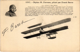 PC AVIATION PILOT AVIATOR FRANK BARRA BIPLAN M. FARMAN (a55029) - Aviadores