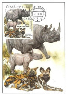 CM 896 Czech Republic Nature Protection: Zoological Gardens I - Rhino And African Wild Dog 2016 - Neushoorn