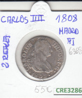 CRE3286 MONEDA ESPAÑA CARLOS IV 2 REALES 1808 MADRID MBC - Andere & Zonder Classificatie