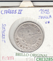 CRE3285 MONEDA ESPAÑA CARLOS IV 2 REALES 1808 SEVILLA BO PLATA MBC - Otros & Sin Clasificación