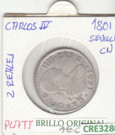 CRE3280 MONEDA ESPAÑA CARLOS IV 2 REALES 1801 SEVILLA BO PLATA MBC - Autres & Non Classés