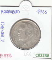 CR2238 MONEDA MARRUECOS 5 DIRHAMNS PLATA 1965 MBC+ - Otros – Africa