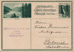 1929  Ganzsache Postkarte, Zum:122-009, Wertstempel "Mater Fluviorum", DAVOS - Ganzsachen