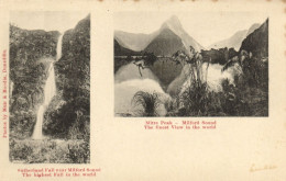 PC NEW ZEALAND SUTHERLAND FALL MITRE PEAK MILFORD SOUND, VINTAGE PC (b53646) - New Zealand