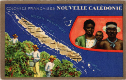 PC NEW CALEDONIA, MAP AND SCENES, Vintage Postcard (b53582) - Nouvelle Calédonie