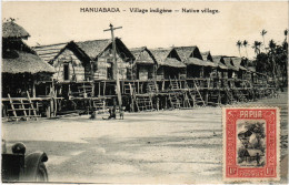 PC NEW GUINEA, HANUABADA, VILLAGE INDIGÉNE, Vintage Postcard (b53567) - Papua-Neuguinea