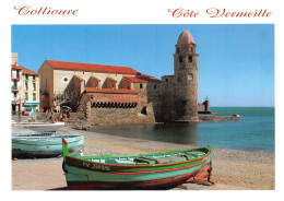 COLLIOURE   L'église ND Des Anges. Au Premier Plan Une Barque Catalane           36 (scan Recto Verso)MH2973 - Collioure