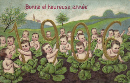 PC CPA MULTIPLE BABIES CHILDREN CABBAGE 1906 VINTAGE EMBOSSED POSTCARD (b53362) - Sonstige & Ohne Zuordnung