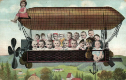 PC CPA MULTIPLE BABIES CHILDREN FANTASY ZEPPELIN AVIATION VINTAGE PC. (b53345) - Autres & Non Classés