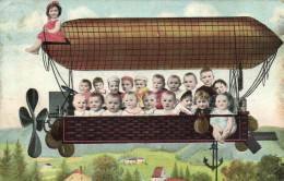 PC CPA MULTIPLE BABIES CHILDREN FANTASY ZEPPELIN AVIATION VINTAGE PC. (b53336) - Sonstige & Ohne Zuordnung