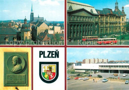 73478952 Plzen Pilsen Stadtbild Mit Kirche Gebaeude Gedenktafel Bedrich Smetana  - República Checa