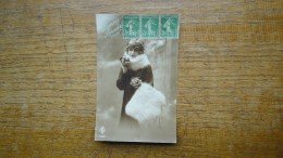 Ancienne Carte De Bonne Année ' Jeune Fille "" Belle Tripette De Timbres Semeuse "" - Año Nuevo