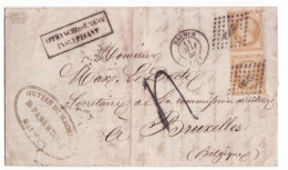 FRANCE 1853-1860 10 C YT N°13 Pair On The Cover To Brussels / Only 20 C (should Be 40 C) - 1853-1860 Napoleon III