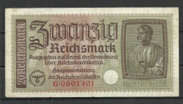 Germany Deutschland Occupation Bank Note 20 Reichsmark Serie G - 2° Guerra Mondiale