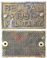 Militaria_plaque Métallique De Récital Militaire 1951_20-24 - Autres & Non Classés