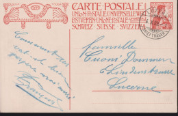 1909 Ganzsache: CARTE-POSTALE Weltpostdenkmal, ⵙ LUZERN 4.X.09, ET - Ganzsachen