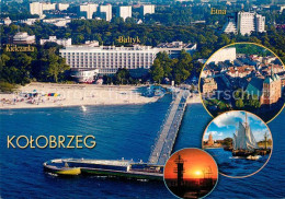 73373672 Kolobrzeg Polen Hotel Seebruecke Strand Fliegeraufnahme Segelboot Sonne - Polen