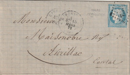 Lettre De Carcassonne à Aurillac LAC - 1849-1876: Klassieke Periode