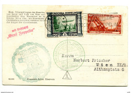 Posta Aerea Zeppelin Lire 3 Su Cartolina Per Vienna - Marcophilie