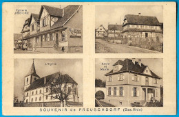 CPA Multivues 67 PREUSCHDORF Bas Rhin - Epicerie - Eglise - Ecole Et Mairie... - Altri & Non Classificati