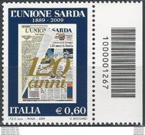 2009 Italia Unione Sarda Codice A Barre MNH Unif. 3173cb - Altri & Non Classificati