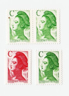 France Lot 5 Timbres Marianne La Liberté De Delacroix Yvert Tellier N° 2615 à 2616 Année 1990 Et N° 2530 Année 1988 - 1982-1990 Liberté De Gandon