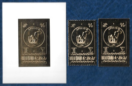 Ras Al Khaima 1969 Space Apollo 11 Eagle GOLD IMPERF S/S + PERF & IMPERF Stamps Timbres OR MNH Rare - Azië