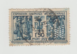 France 1931 Timbre YT N° 274 Perforé "SM" Exposition Coloniale Internationale - Oblitérés
