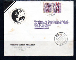 SPAIN - 1933 - CEUTA T0 RABAT MOROCCO - Covers & Documents