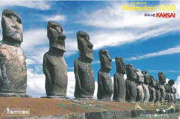 Japan Prepaid Rainbow Card 1000 - Kansai Easter Island Statues - Giappone