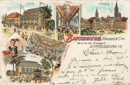 Strasbourg Lithographie Gruss Aus Baeckehiesel Brasserie Gruber Orangerie - Strasbourg