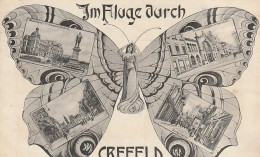 AK Im Fluge Durch Crefeld - Mehrbildkarte - 1906 (69163) - Krefeld