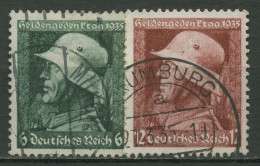 Deutsches Reich 1935 Heldengedenktag Senkr. Gummiriffelung 569/70 X Gestempelt - Usados